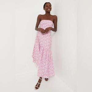 NWT - Hyacinth House - Pink and White Floral Ruffle Hem Camellia Dress - Size XL